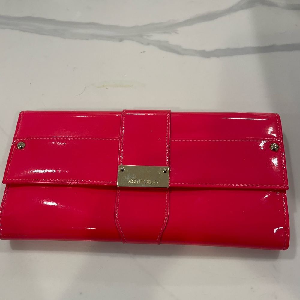 Jimmy Choo Pink Patent Leather Wallet/Clutch authentication , spotless